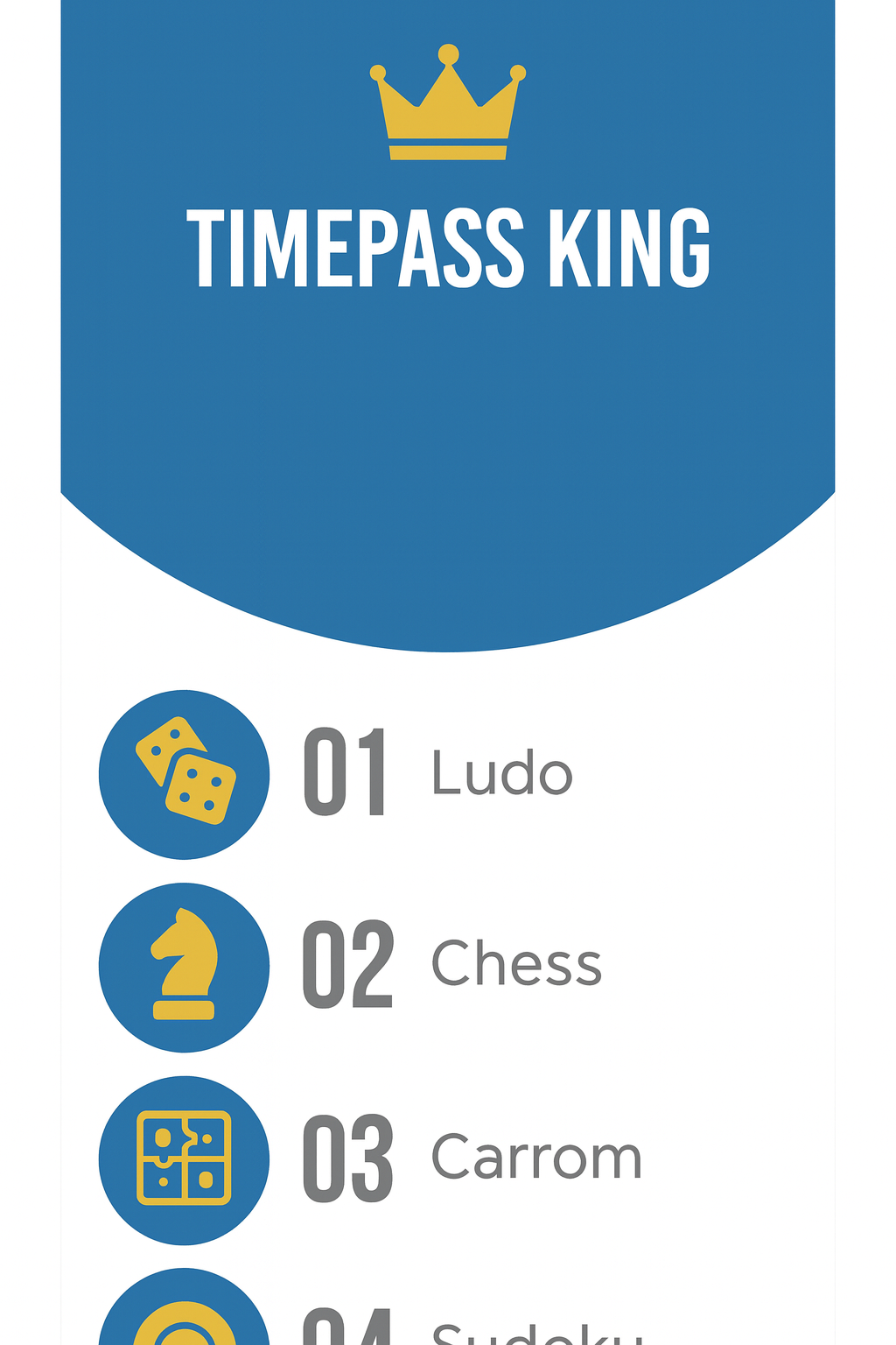 Timepass King app - games hub screen